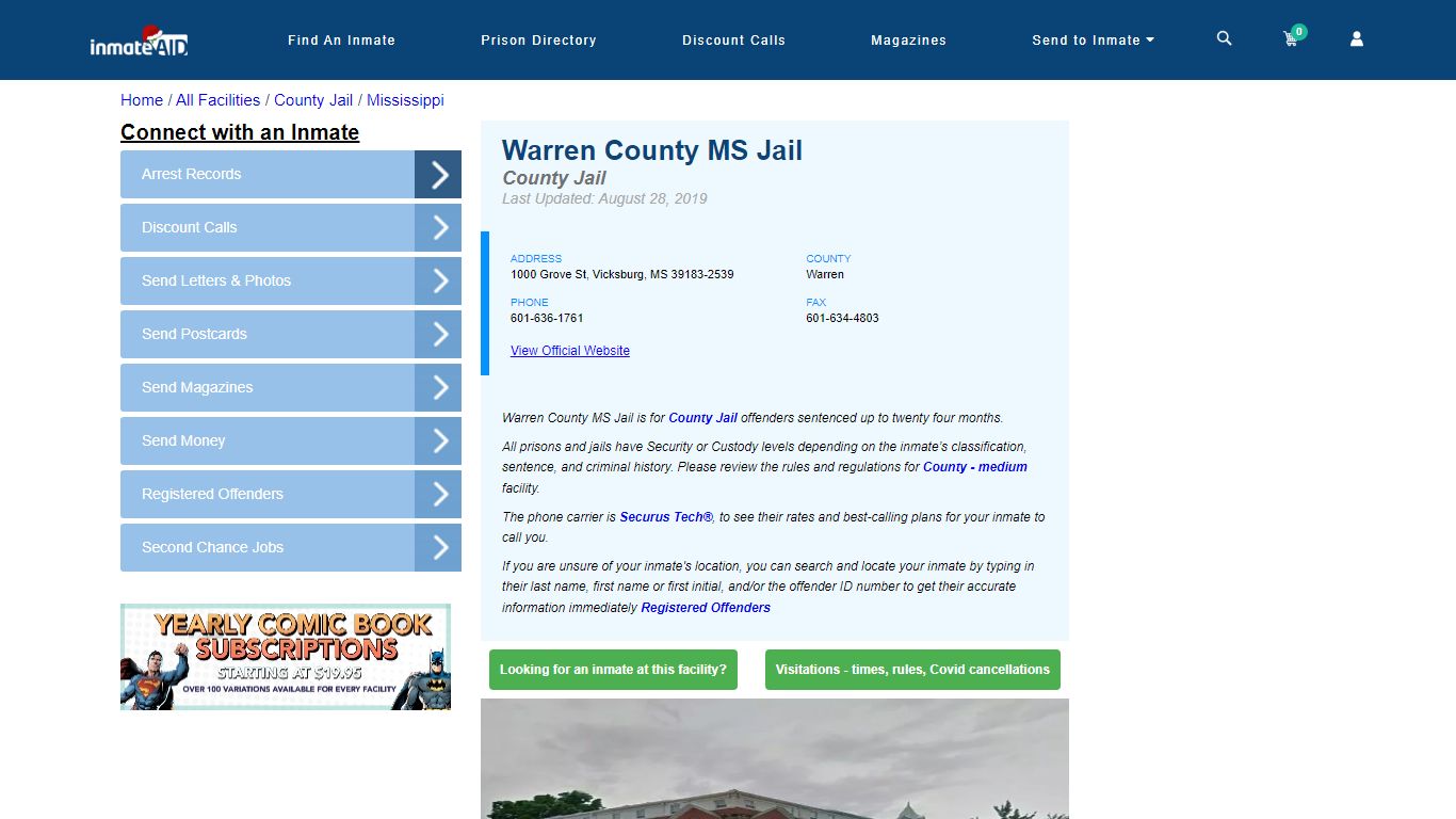 Warren County MS Jail - Inmate Locator - Vicksburg, MS